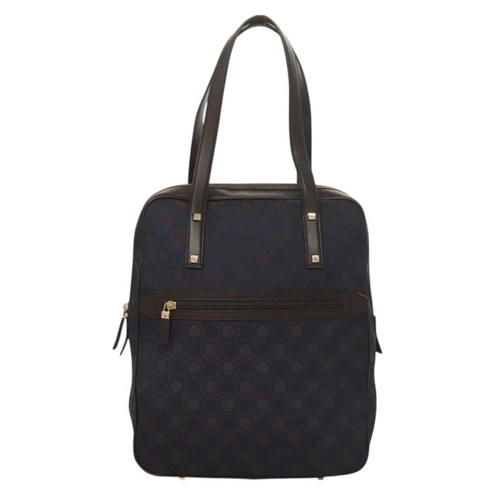 Salvatore Ferragamo Canvas Gancini Handbag Navy